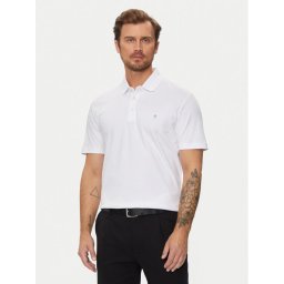 Boss Тениска с яка и копчета C-Parris 01 50520297 Бял Regular Fit