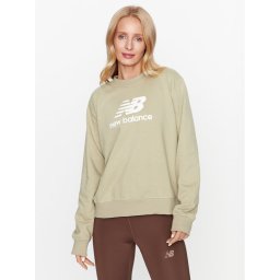 New Balance Суитшърт Essentials Stacked Logo French Terry Crewneck WT31532 Зелен Regular Fit