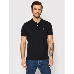 United Colors Of Benetton Тениска с яка и копчета 3089J3179 Черен Regular Fit