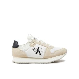 Calvin Klein Jeans Сникърси Runner Sock Laceup Ny-Lth Wn YW0YW00840 Бял