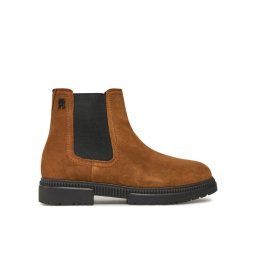 Tommy Hilfiger Боти тип челси Casual Cleated Suede Chelsea FM0FM05037 Кафяв
