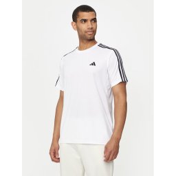 adidas Тениска от техническо трико Train Essentials 3-Stripes IB8151 Бял Regular Fit