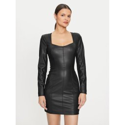 Guess Рокля от имитация на кожа 4YGK20 7159A Черен Regular Fit