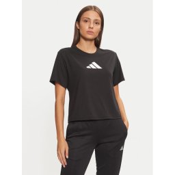 adidas Тениска от техническо трико Train Essentials Big Logo JG8614 Черен Regular Fit
