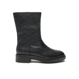Calvin Klein Боти Flat Ankle Boot Mono Mix HW0HW02195 Черен