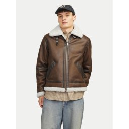 Jack & Jones Яке от имитация на кожа Cole Aviator 12261819 Кафяв Regular Fit