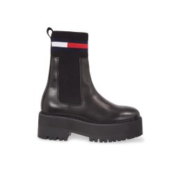 Tommy Jeans Боти тип челси Tjw Flatform Chelsea Sock EN0EN02301 Черен