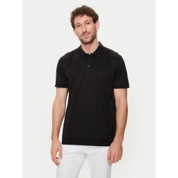 KARL LAGERFELD Тениска с яка и копчета 745007 542201 Черен Regular Fit