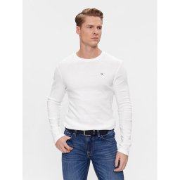 Tommy Jeans Тениска с дълъг ръкав DM0DM04409 Бял Slim Fit