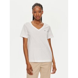 Gant Тишърт Shield 4200750 Бял Regular Fit