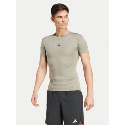 adidas Тениска от техническо трико Techfit Compression JE6700 Зелен Slim Fit