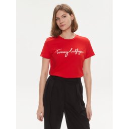 Tommy Hilfiger Тишърт Signature WW0WW41674 Червен Regular Fit