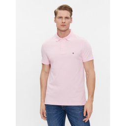 Tommy Hilfiger Тениска с яка и копчета 1985 MW0MW17771 Розов Slim Fit