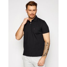 Tommy Hilfiger Тениска с яка и копчета 1985 MW0MW17770 Черен Regular Fit