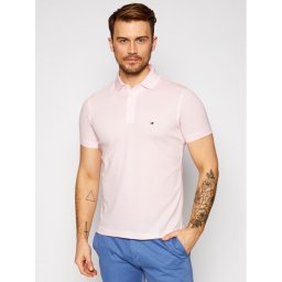 Tommy Hilfiger Тениска с яка и копчета 1985 MW0MW17771 Розов Slim Fit