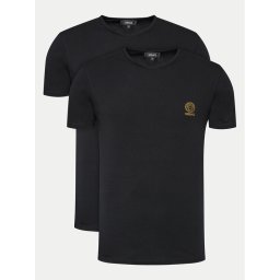 Versace Комплект тениски AU10193 Черен Slim Fit