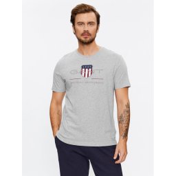 Gant Тишърт Reg Archive Shield Ss 2003199 Сив Regular Fit