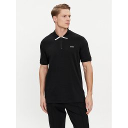Hugo Тениска с яка и копчета Dalomino 50511721 Черен Regular Fit