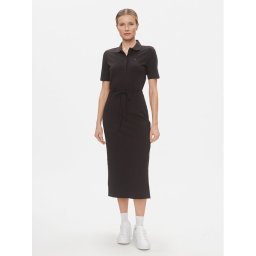Tommy Hilfiger Ежедневна рокля Reg Breton Midi Polo Dress Ss WW0WW42030 Черен Regular Fit