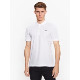 Hugo Тениска с яка и копчета 50470547 Бял Slim Fit
