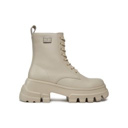 Tommy Jeans Туристически oбувки Tjw Chunky Leather Boot EN0EN02503 Бежов
