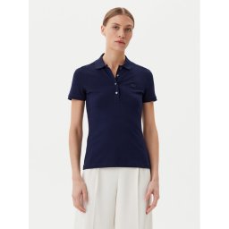 Lacoste Тениска с яка и копчета PF5462 Тъмносин Slim Fit