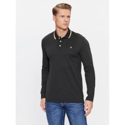Jack & Jones Тениска с яка и копчета 12174038 Черен Regular Fit