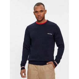 Tommy Hilfiger Пуловер Global Stripe Crew Nk MW0MW33502 Тъмносин Regular Fit