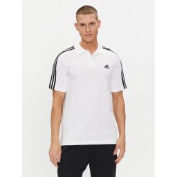 adidas Тениска с яка и копчета Essentials Piqué Embroidered Small Logo 3-Stripes Polo Shirt IC9312 Бял Regular Fit