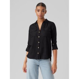 Vero Moda Риза Bumpy 10275283 Черен Regular Fit