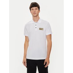 EA7 Emporio Armani Тениска с яка и копчета 3DPF02 PJ5AZ 1100 Бял Regular Fit