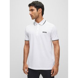 Boss Тениска с яка и копчета Paddy Pro 50469102 Бял Regular Fit