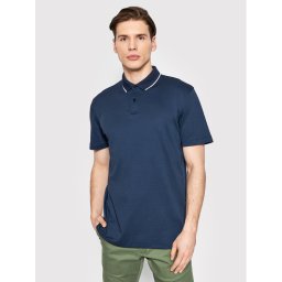 Selected Homme Тениска с яка и копчета Leroy 16082844 Тъмносин Regular Fit