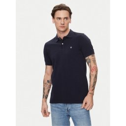 United Colors Of Benetton Тениска с яка и копчета 3089J3179 Тъмносин Regular Fit