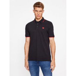 Hugo Тениска с яка и копчета Deresino232 50490775 Черен Slim Fit