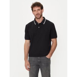 Gant Тениска с яка и копчета Contrast 2013039 Черен Regular Fit
