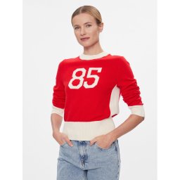 Tommy Hilfiger Пуловер Varsity 85 Graphic C-Nk Swt WW0WW40718 Червен Slim Fit