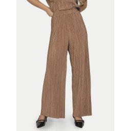 Vila Текстилни панталони Plisa 14089681 Кафяв Regular Fit