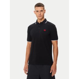 Hugo Тениска с яка и копчета Deresino232 50490775 Черен Slim Fit