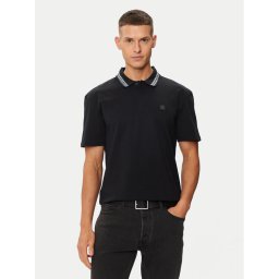 Hugo Тениска с яка и копчета Doucano 50510036 Черен Regular Fit