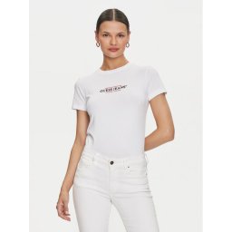 Guess Jeans Тишърт W4YI03 J1314 Бял Slim Fit