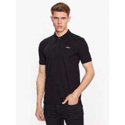 Hugo Тениска с яка и копчета 50470547 Черен Slim Fit