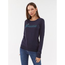 Guess Пуловер W3BR22 Z2NQ2 Тъмносин Slim Fit