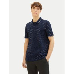 Tom Tailor Denim Тениска с яка и копчета 1040465 Тъмносин Regular Fit