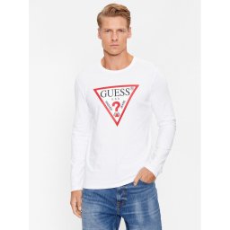 Guess Тениска с дълъг ръкав Original Logo M2YI31 I3Z14 Бял Slim Fit