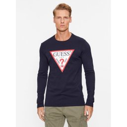Guess Тениска с дълъг ръкав Original Logo M2YI31 I3Z14 Тъмносин Slim Fit