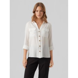 Vero Moda Риза Bumpy 10275283 Бял Regular Fit