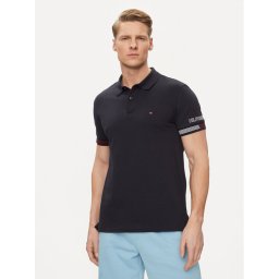 Tommy Hilfiger Тениска с яка и копчета Flag MW0MW34780 Тъмносин Slim Fit