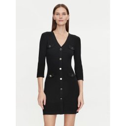 Morgan Плетена рокля 241-RMLILY Черен Slim Fit