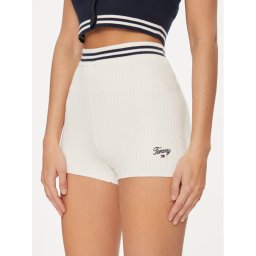 Tommy Jeans Шорти от плат Script DW0DW17781 Бял Slim Fit